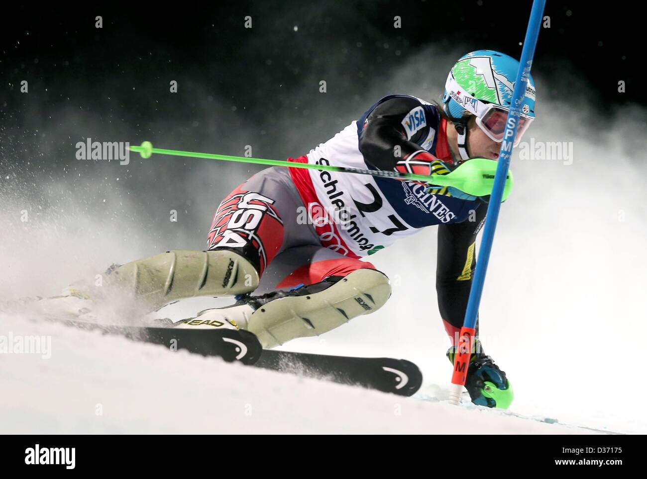 Schladming, Österreich. 11. Februar 2013.   Ski Alpin FIS Alpine Ski World Championships 2013 Super Kombination Slalom für Männer.  Nachtslalom Bild zeigt Ted Ligety USA. Bildnachweis: Aktion Plus Sportbilder / Alamy Live News Stockfoto