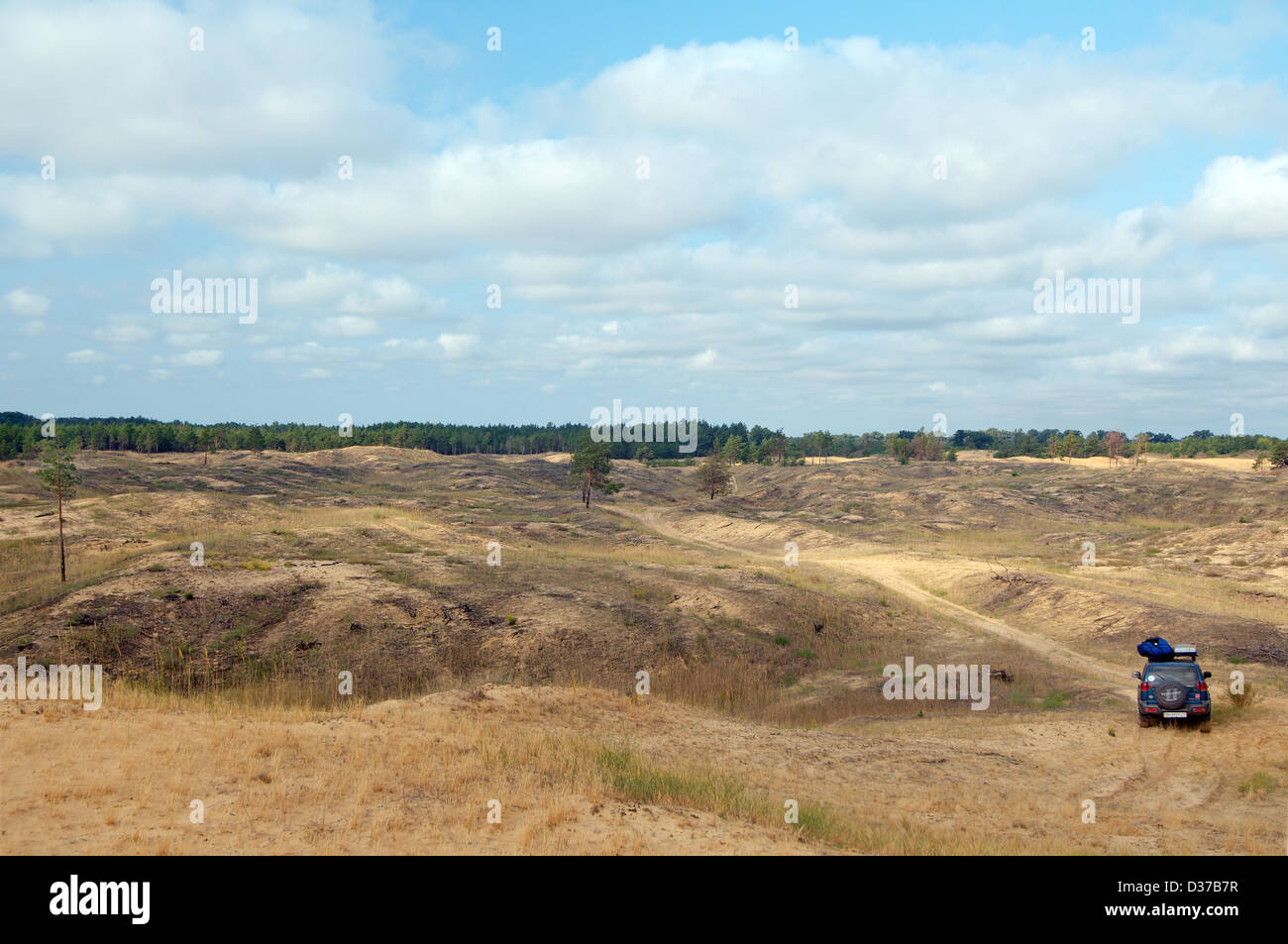 Desert Sands oder Oleshky Oleshky Wüste, die zweitgrößte Wüste Europas und das größte Sand in der Ukraine. Kherson Oblast, Ukraine Stockfoto