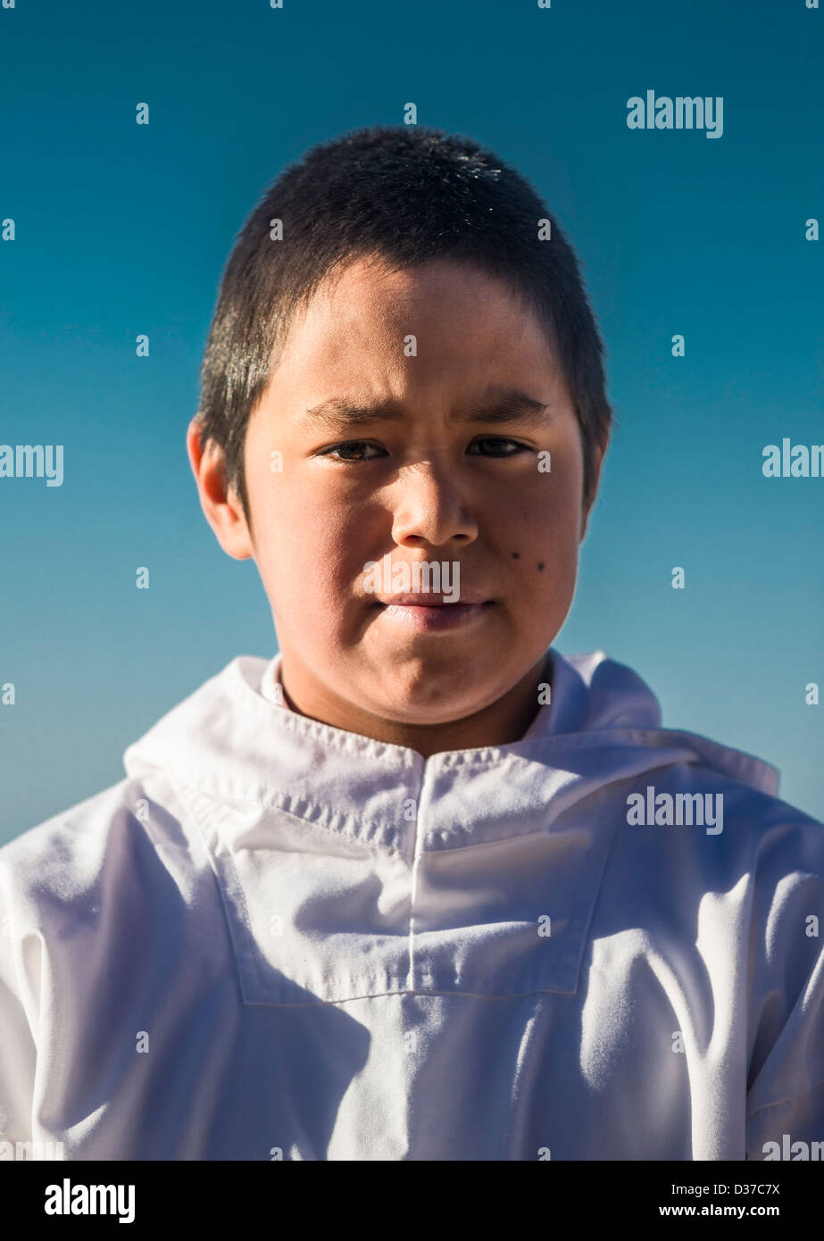 Inuit-junge, Ittoqqortoormiit, Grönland Stockfoto