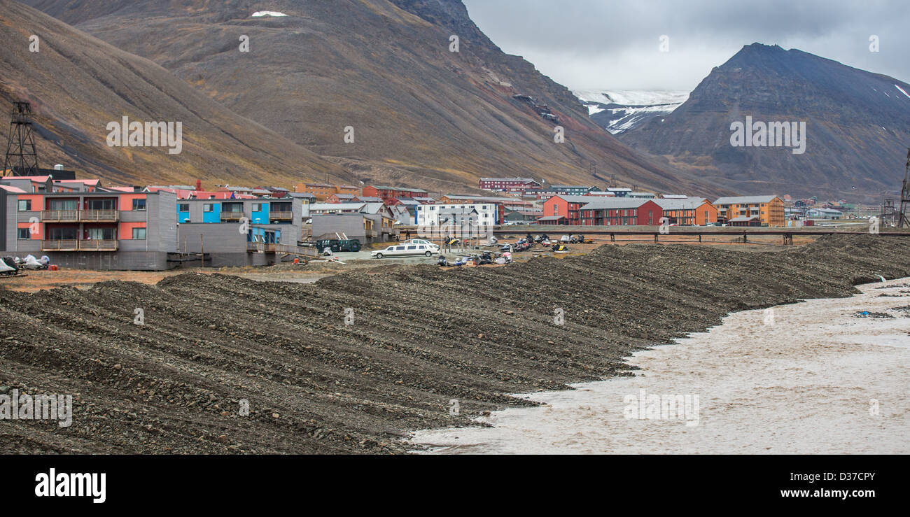 Dorf von Longyearbyen, Svalbard, Norwegen Stockfoto