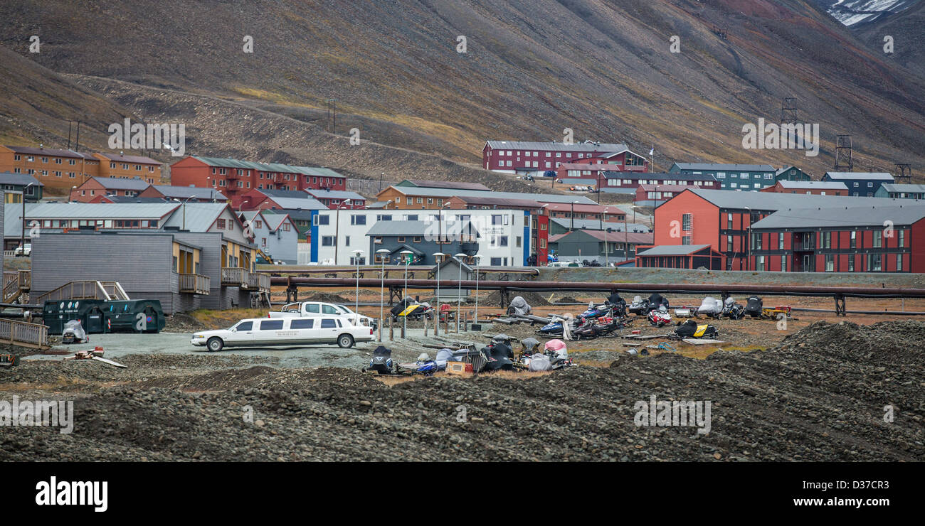 Dorf von Longyearbyen, Svalbard, Norwegen Stockfoto