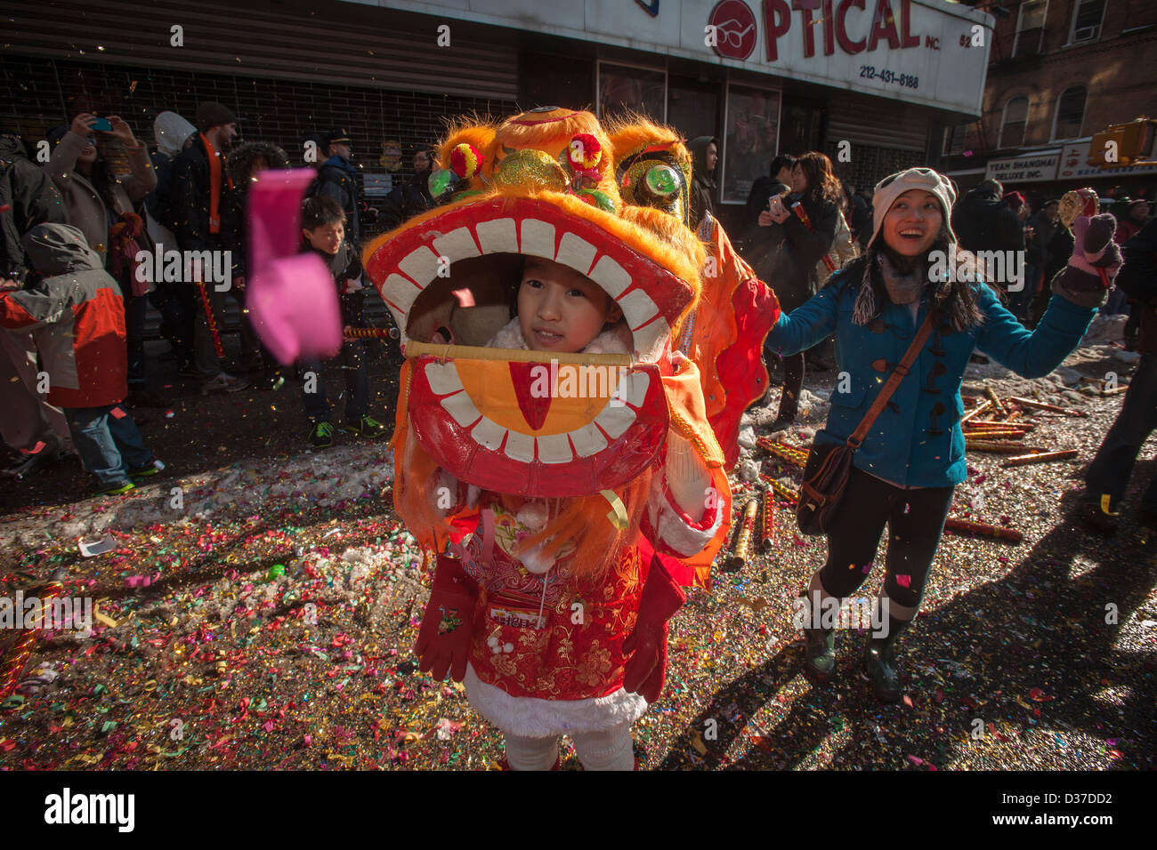 Chinatown in New York während der jährlichen Chinese Lunar New Year Feierlichkeiten Stockfoto