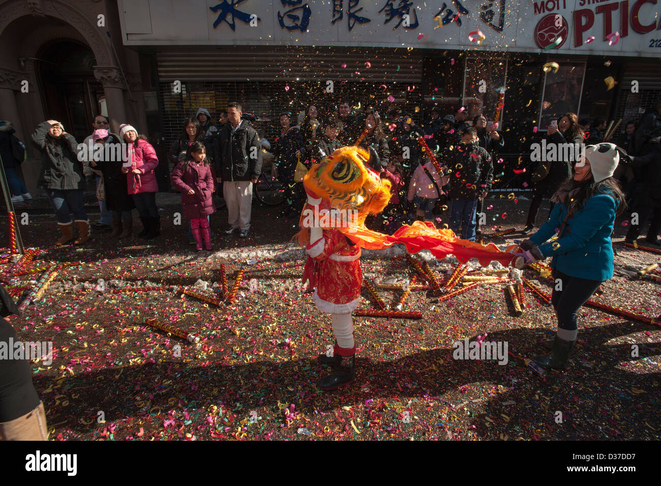 Chinatown in New York während der jährlichen Chinese Lunar New Year Feierlichkeiten Stockfoto