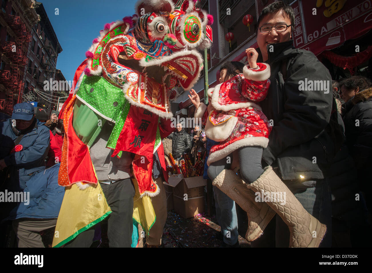 Chinatown in New York während der jährlichen Chinese Lunar New Year Feierlichkeiten Stockfoto