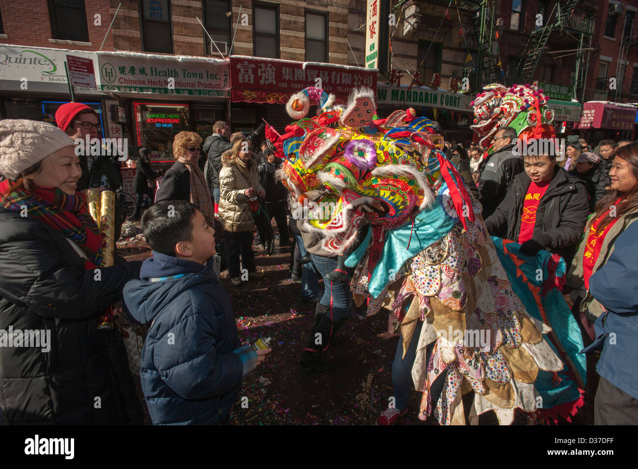 Chinatown in New York für die jährlichen Chinese Lunar New Year Feierlichkeiten Stockfoto