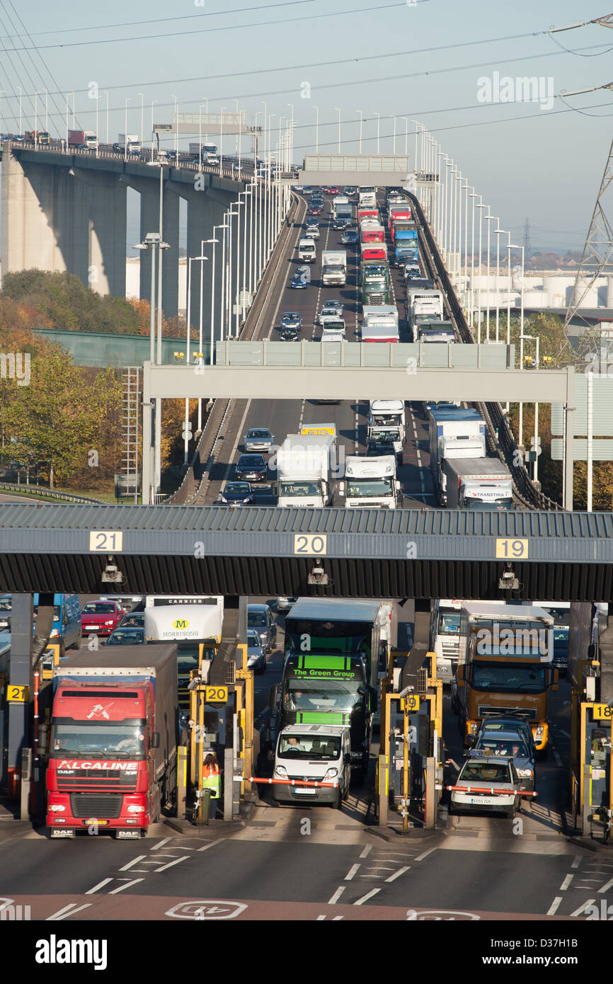 Ansicht des Grenzübergangs Dartford Bridge von Kent im Vereinigten Königreich Stockfoto