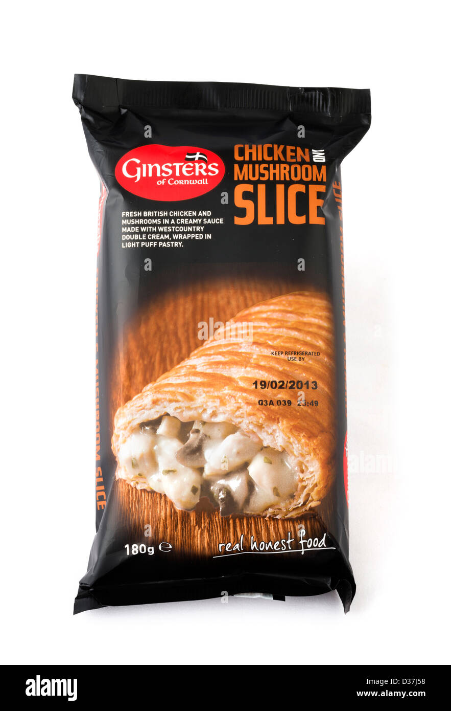 Ginsters Huhn und Pilz Slice, UK Stockfoto