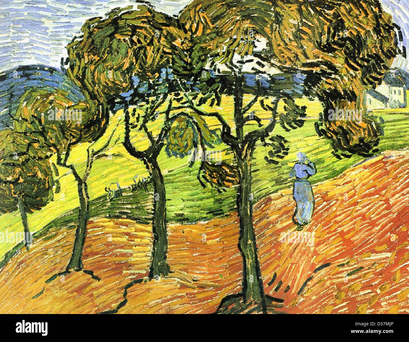 Vincent Van Gogh, Landschaft mit Bäumen und Figuren. 1889. Post-Impressionismus. Öl auf Leinwand. Baltimore Museum of Art, Baltimore Stockfoto