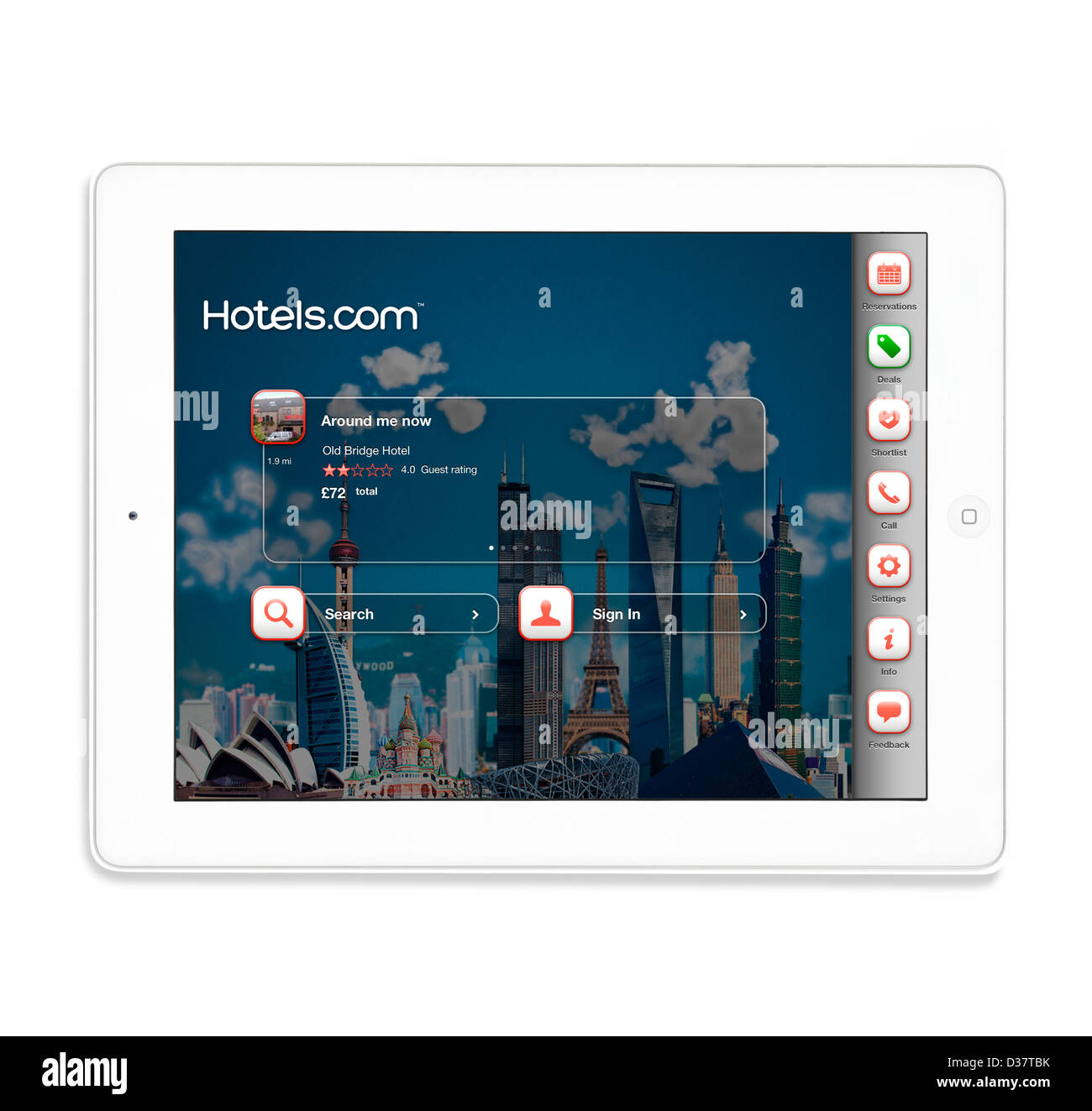 Hotels.com-Online-Buchungs-app betrachtet auf eine 4. Generation Apple iPad Tablet-computer Stockfoto