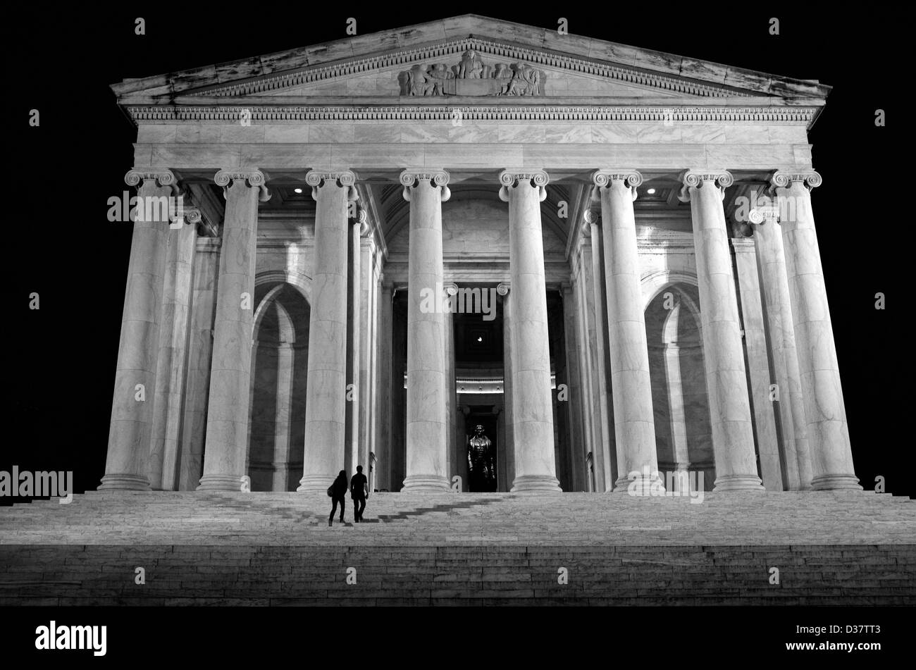 Jefferson Denkmal in der Nacht in Washington DC Stockfoto