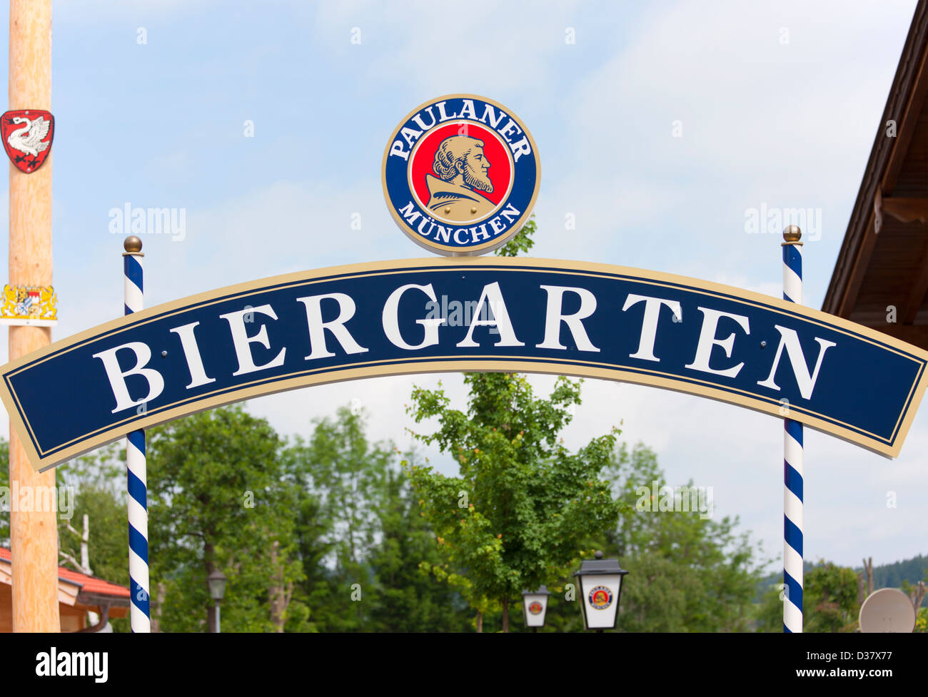 Biergarten Schild, Bayern, Deutschland Stockfoto