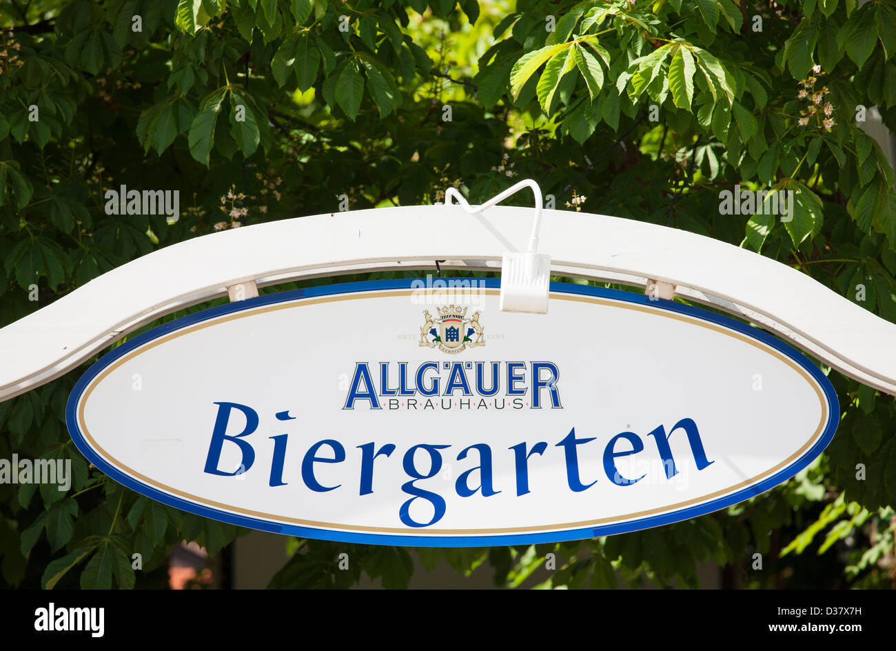 Biergarten Schild, Bayern, Deutschland Stockfoto