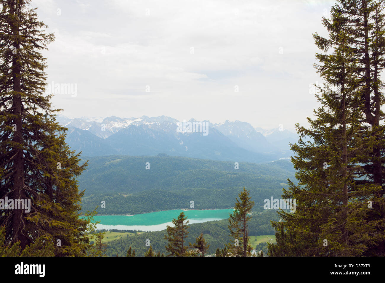 Die Alpen und Walchensee vom Herzogstand, Bayern, Deutschland Stockfoto