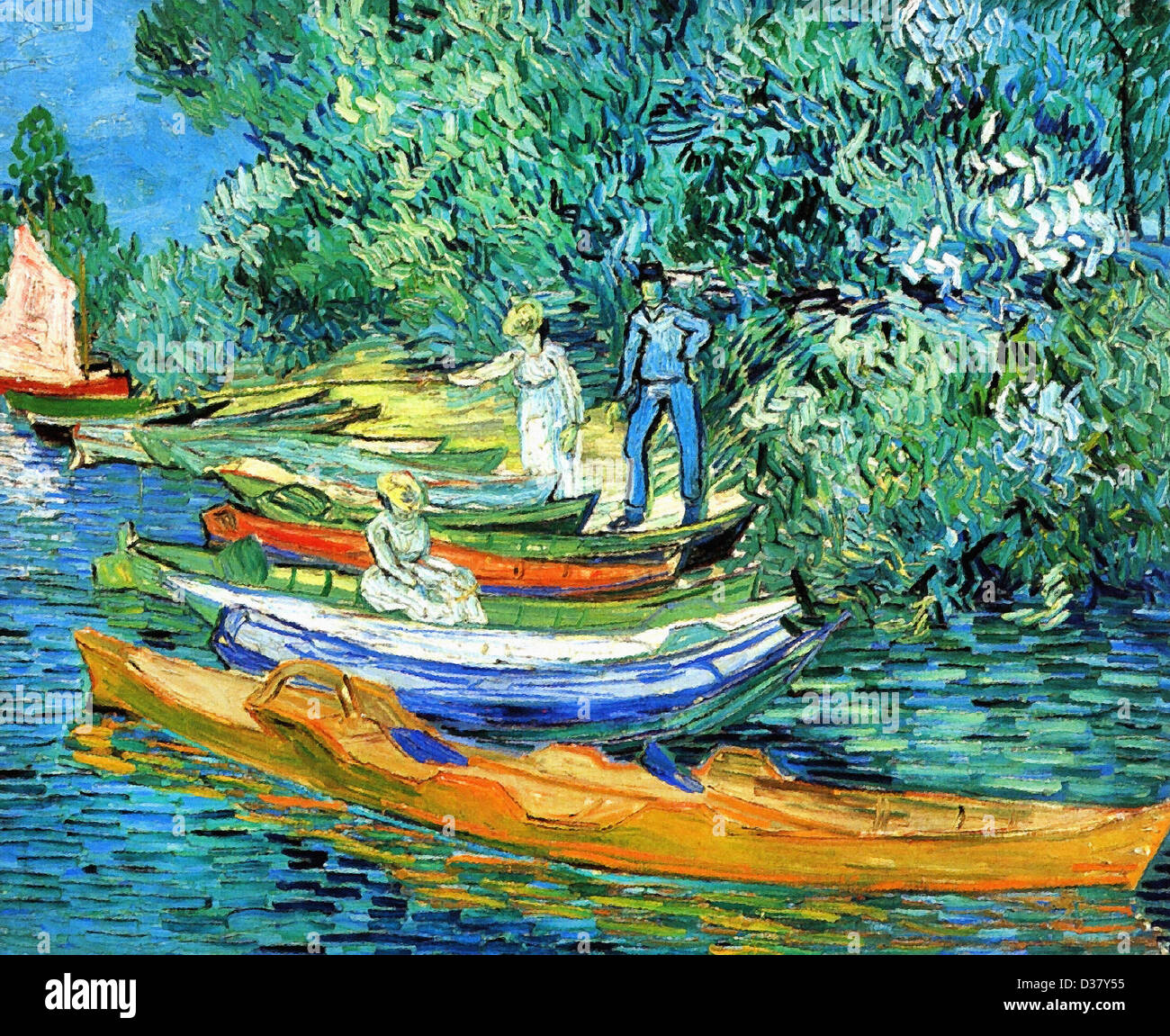 Vincent Van Gogh, Ruderboote am Ufer der Oise. 1890. Post-Impressionismus. Öl auf Leinwand. Stockfoto
