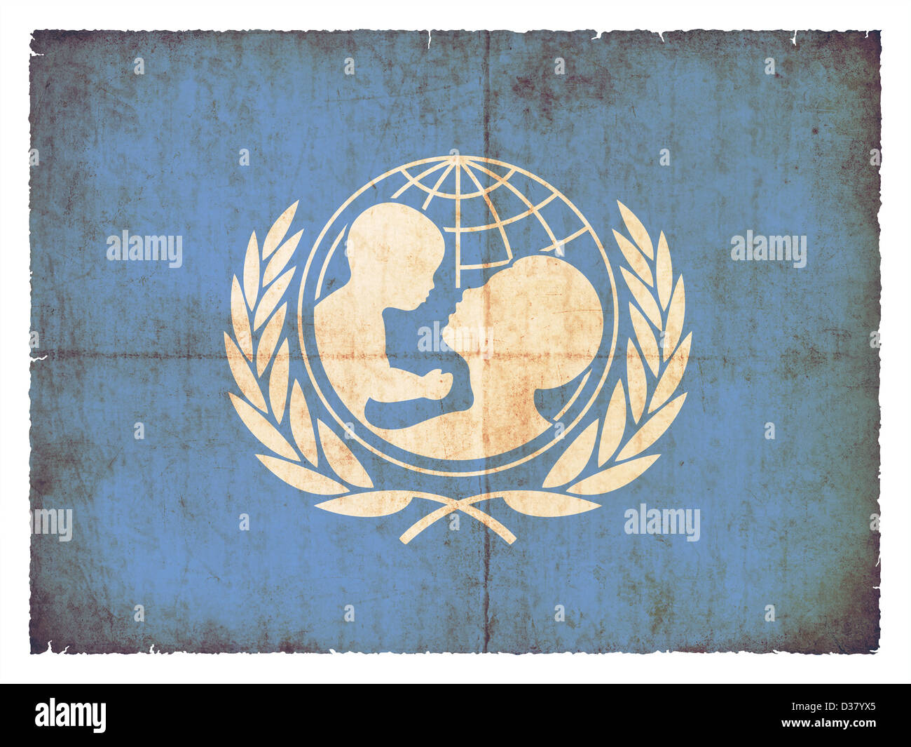 Flagge von der UNICEF im Grunge-Stil erstellt Stockfoto