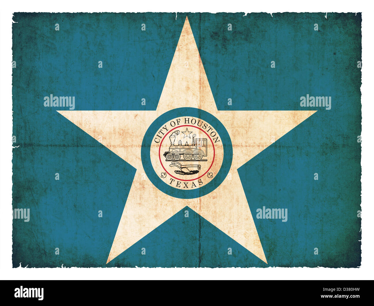 Flagge von Houston (Bundesstaat Texas) im Grunge-Stil erstellt Stockfoto