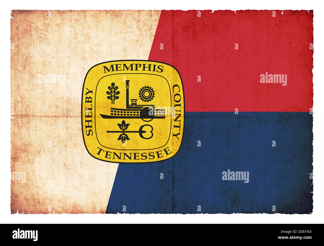 Flagge von Memphis (Bundesstaat Tennessee) im Grunge-Stil erstellt Stockfoto