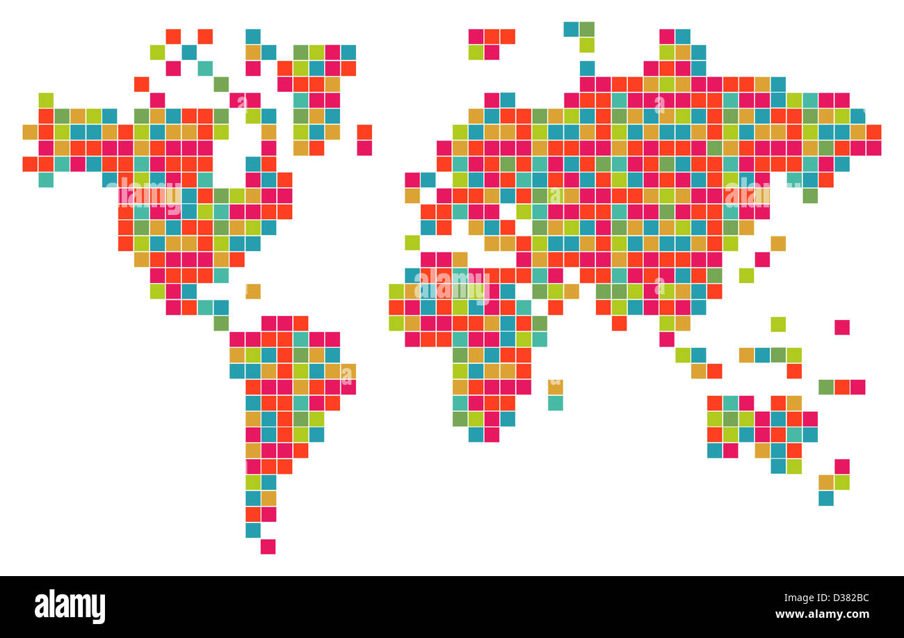 Technologie-Bit Welt Karte Form. Vektor-Datei geschichtet für einfache Handhabung und individuelle Farbgebung. Stockfoto