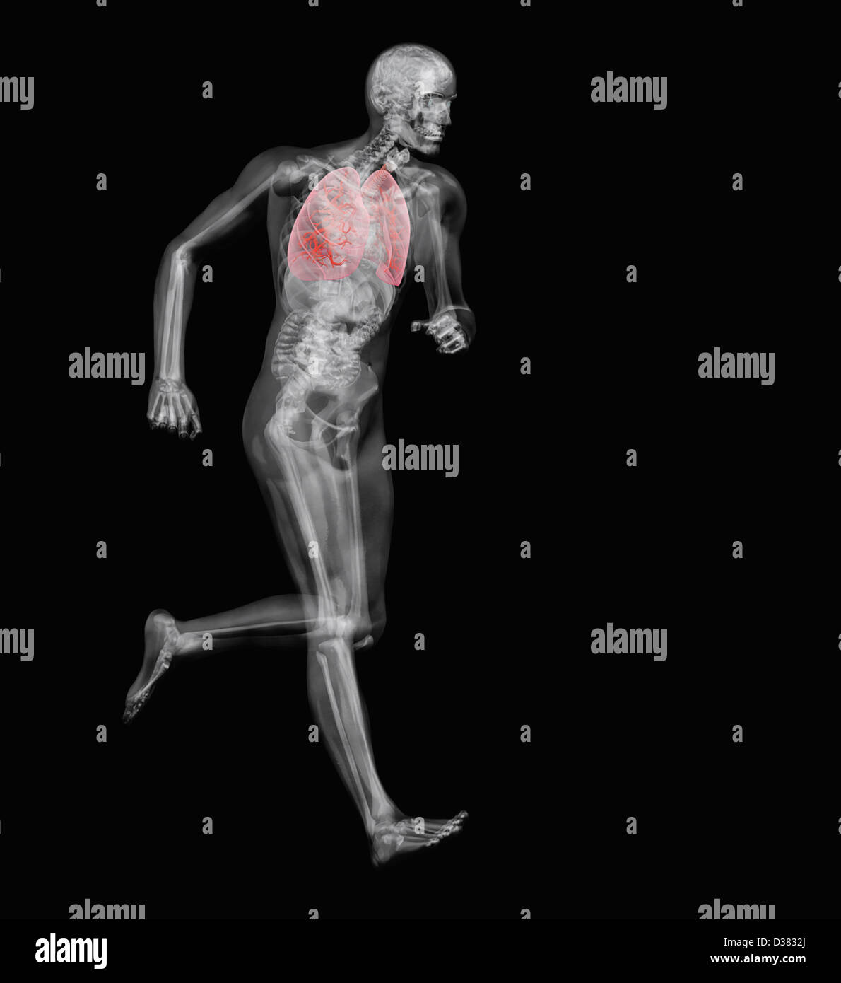 Digital erzeugte Bild der laufenden männliche Gestalt Stockfoto