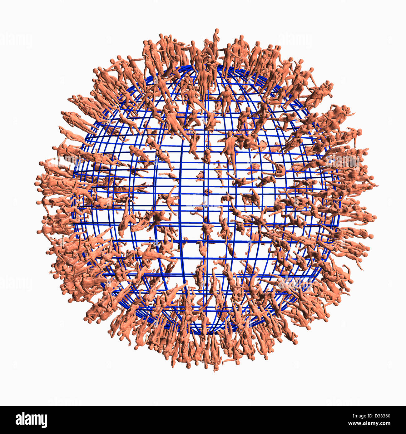 Erde überfüllt mit nackten Menschen Stockfoto