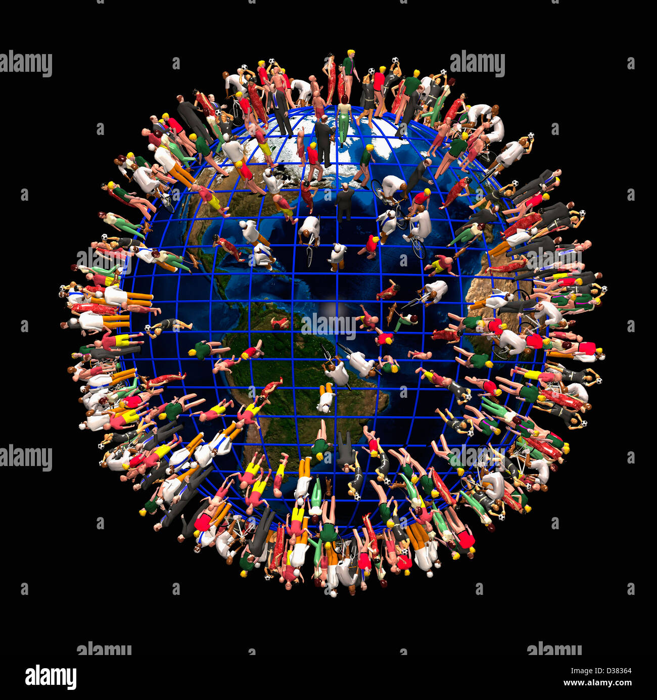 Erde mit Menschen überfüllt Stockfoto
