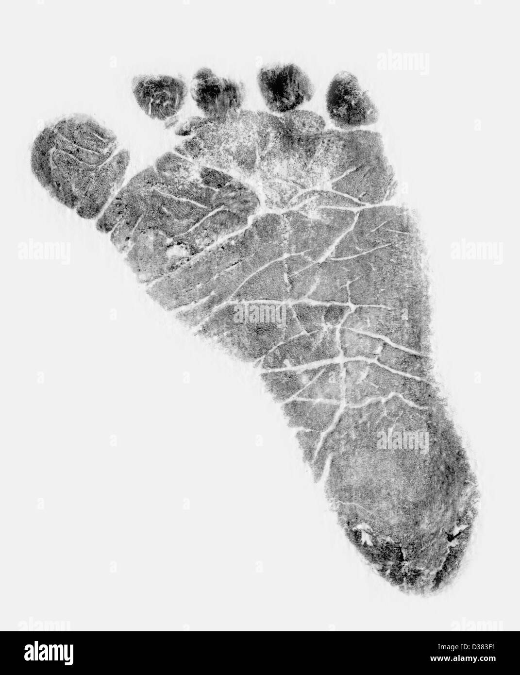 Negatives Bild der menschlichen Fußabdruck Stockfoto