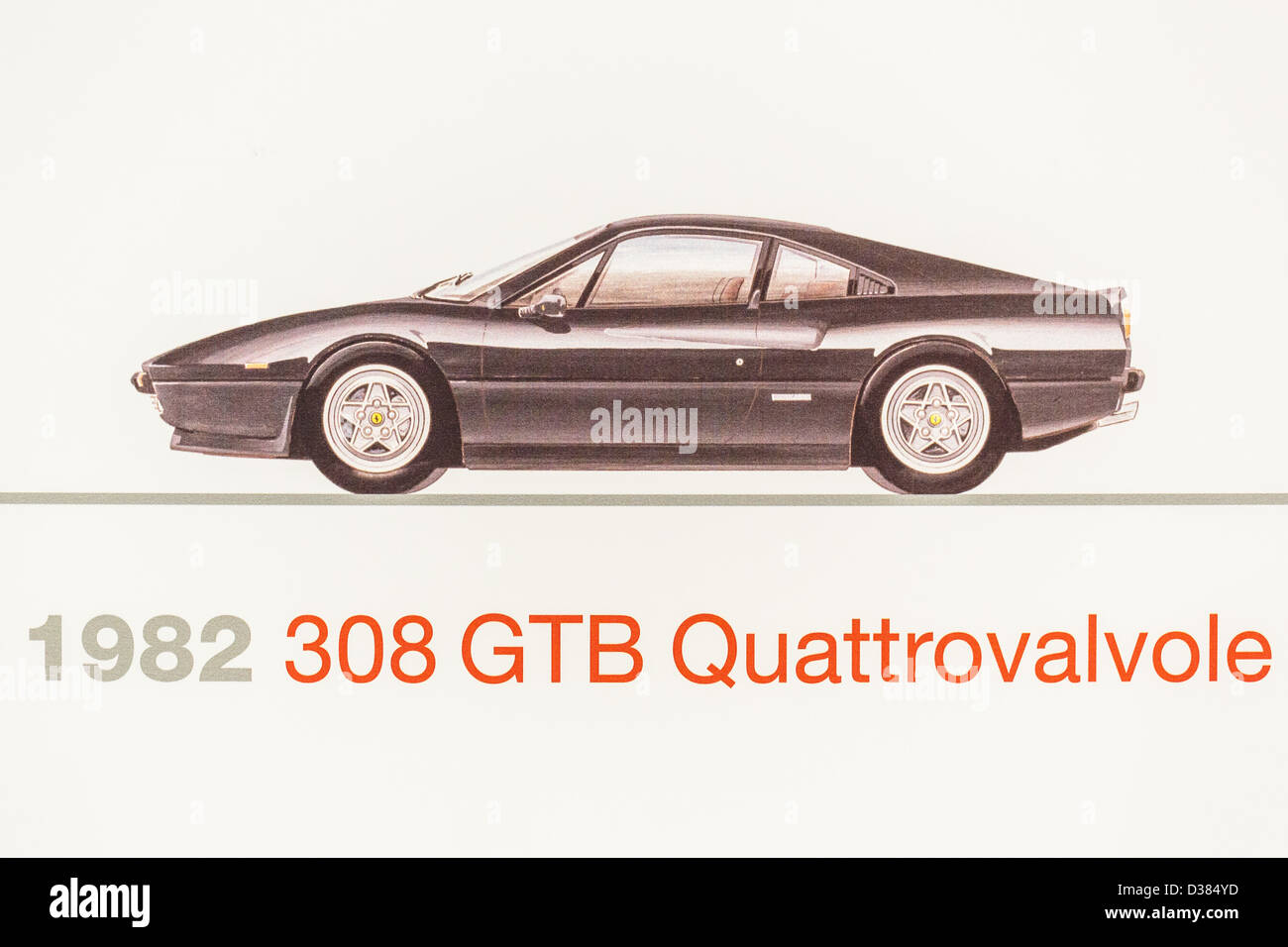 Grafische Darstellung von 1982 Ferrari 308 GTB Quattrovalvole, Museum Ferrari, Maranello, Italien Stockfoto