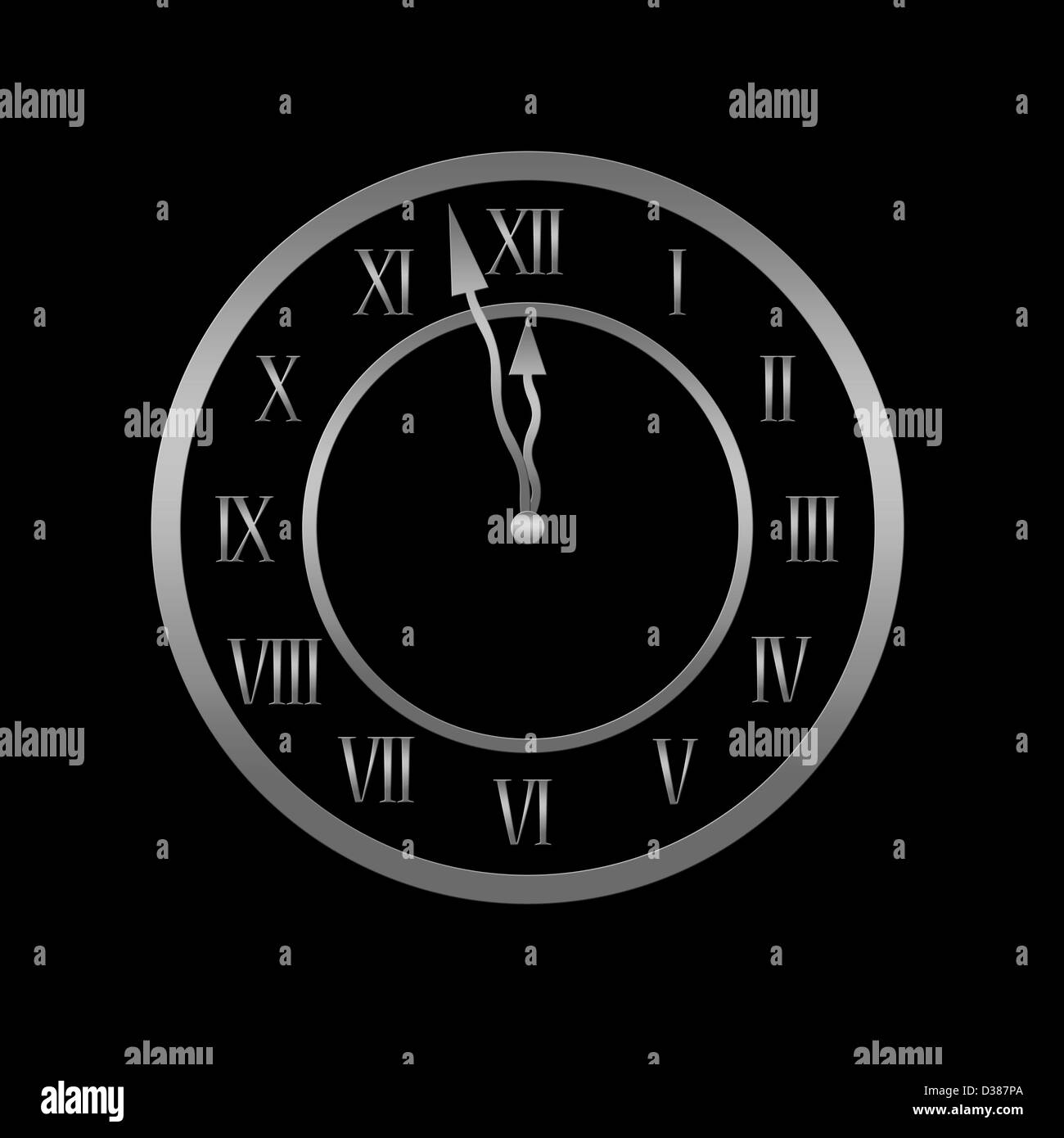 Uhr ist fast zwölf, Mitternacht oder Neujahr Konzept zeigt. Stockfoto