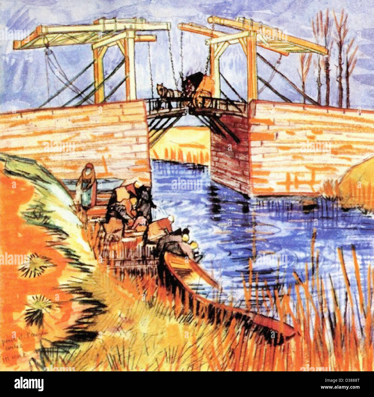 Vincent Van Gogh, die Brücke von Langlois in Arles. 1888. Japonismus. Öl auf Leinwand. Ort der Schöpfung: Arles Sur Tech, Frankreich. Stockfoto