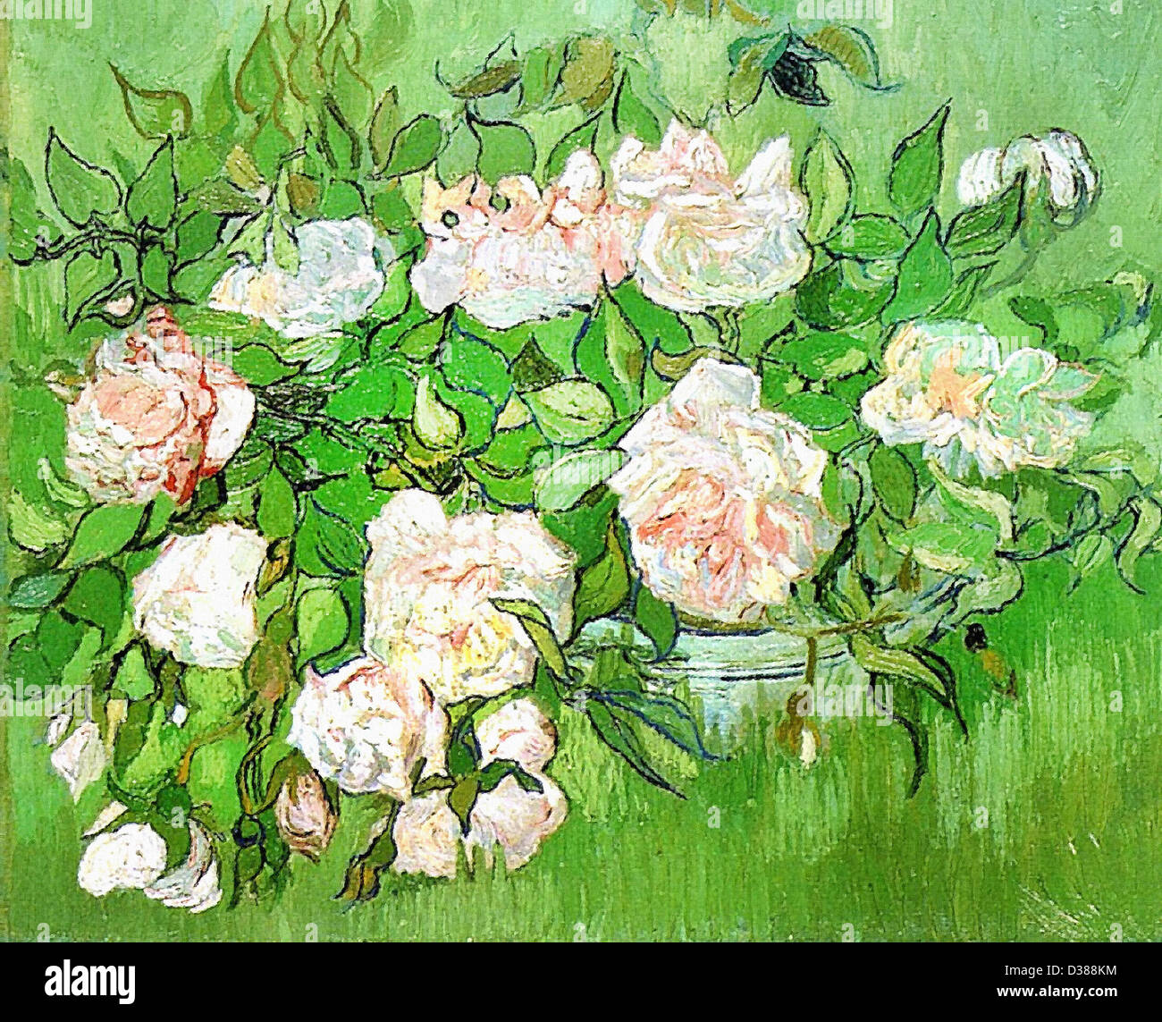 Vincent Van Gogh, Stillleben - rosa Rosen. 1890. Post-Impressionismus. Öl auf Leinwand. Ny Carlsberg Glyptotek, Kopenhagen, Dänemark. Stockfoto
