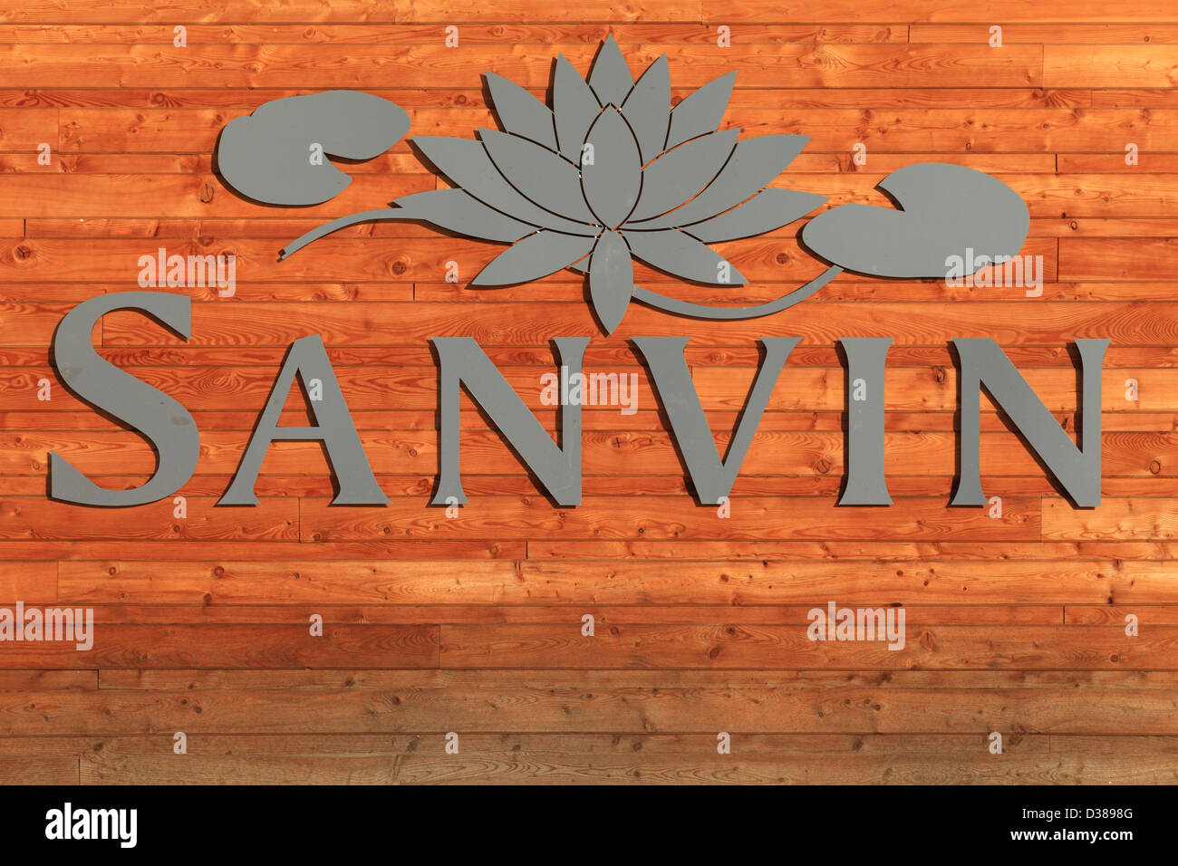 Das Logo des Weingut Sanvin, Okoc, Slowakische Wein Region Süd. Stockfoto