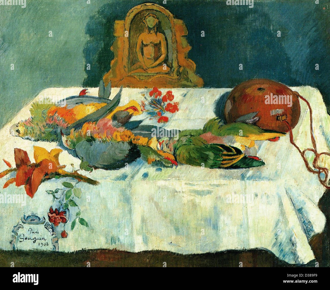Paul Gauguin-Stillleben mit Papagei 1902 Moskau Pouchkine Museum Stockfoto