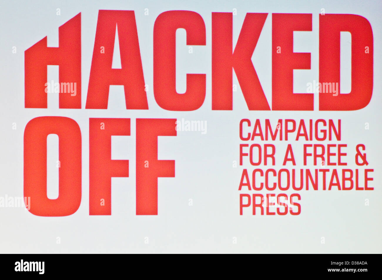 Hacked Off-Kampagne vor der erwarteten Veröffentlichung des konservativen vorgeschlagenen Presse Verordnung Stockfoto