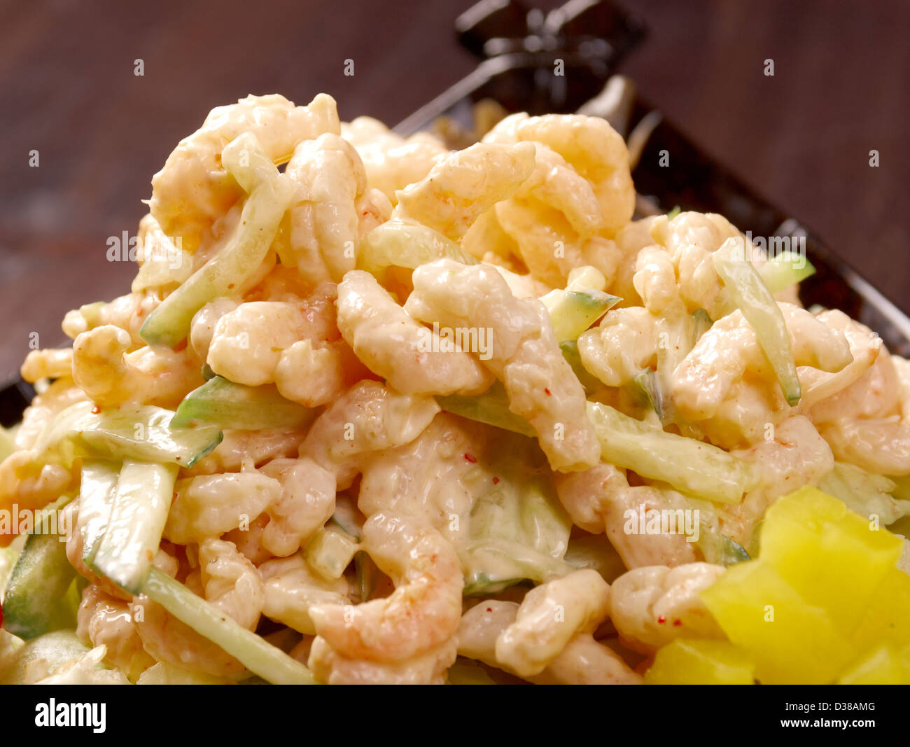 japanischen Salat mit Garnelen und Champignons Stockfoto