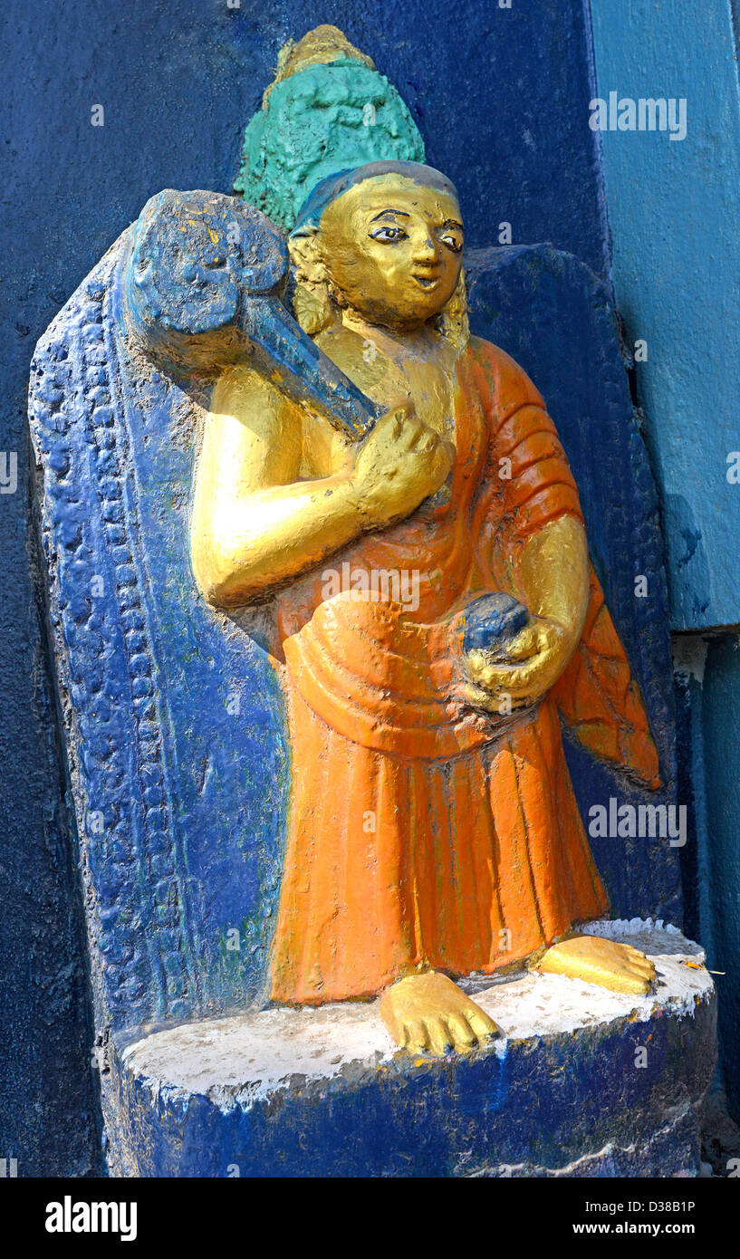 Holzstatue Swayambunath Tempel Kathmandu-Nepal Stockfoto