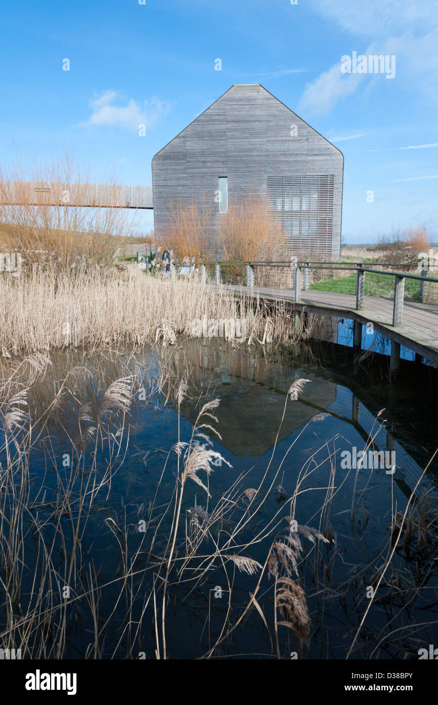 Das Besucherzentrum am Feuchtgebiete Welney Wildfowl Trust Center Norfolk UK Stockfoto