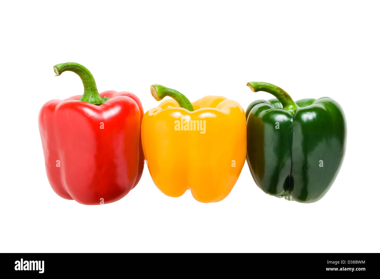 Rote, gelbe und grüne Paprika. Stockfoto