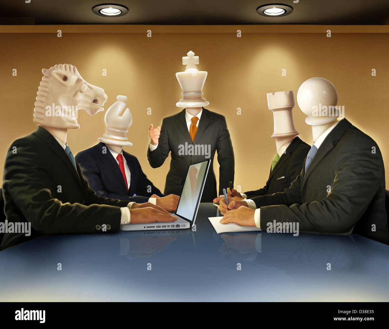 Anschauliches Bild von Geschäftsleuten bei der Erfüllung die Geschäftsstrategie Stockfoto