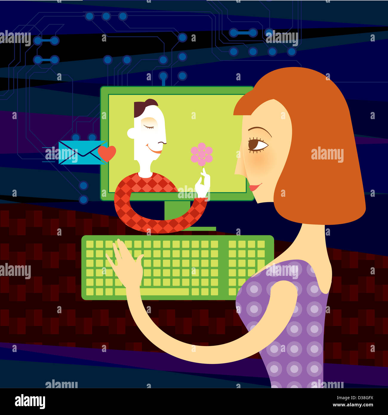 Frau mit ihrem Freund online-dating Stockfoto