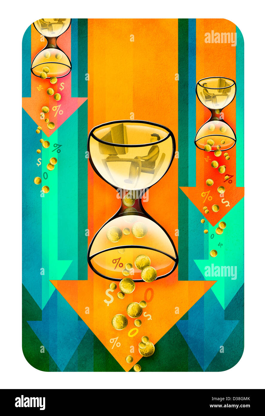 Geschäftsleute, die Arbeit an einem desktop-PC in Sanduhren Stockfoto