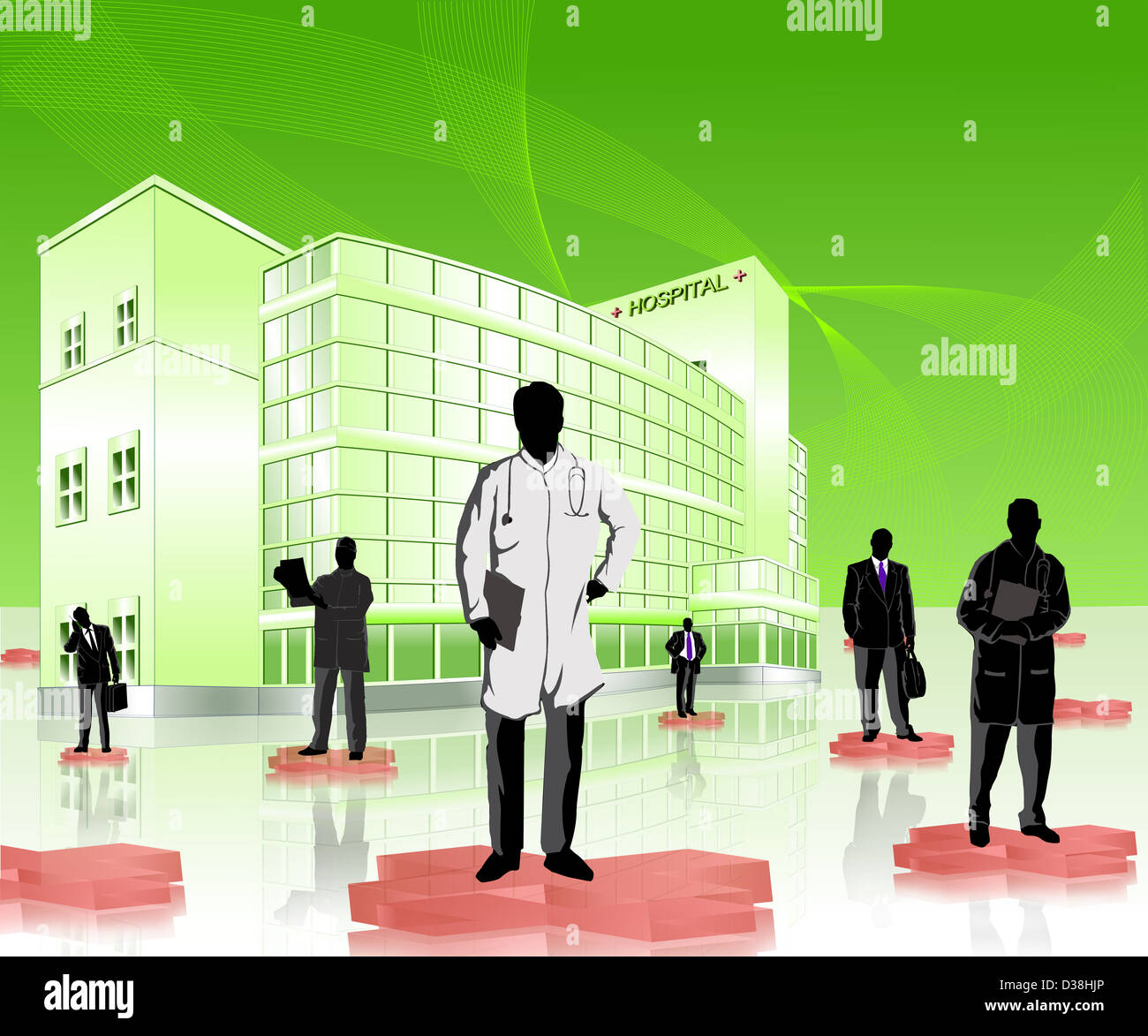 Ärzte und medizinische Vertriebsmitarbeiter in einem Krankenhaus Stockfoto
