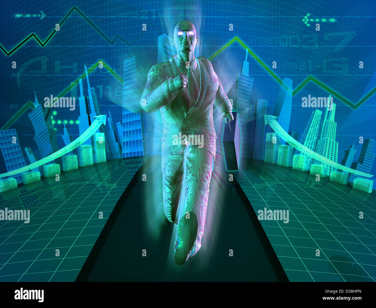 Geschäftsmann mit Aktenkoffer Stockfoto