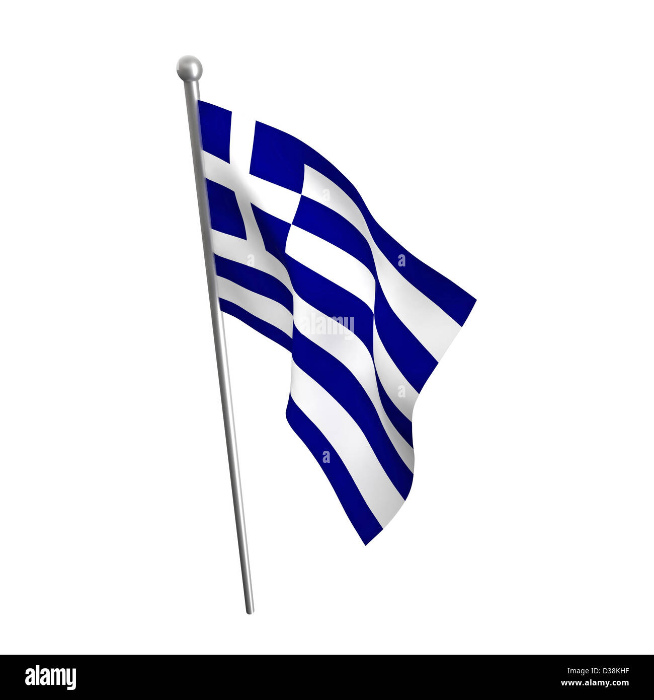 griechische Flagge isoliert auf weiss Stockfoto