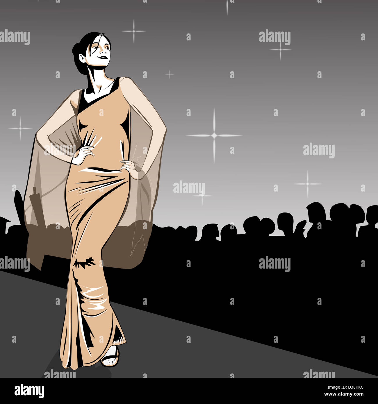 Indische Mode-Modell zu Fuß auf der Rampe Stockfoto