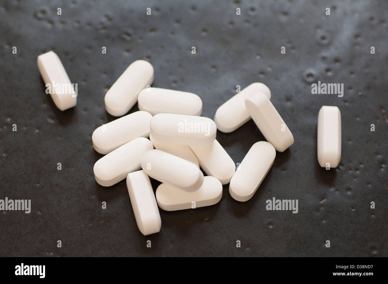 Nahaufnahme von Glutamin Tabletten Nahrungsergänzung Stockfoto