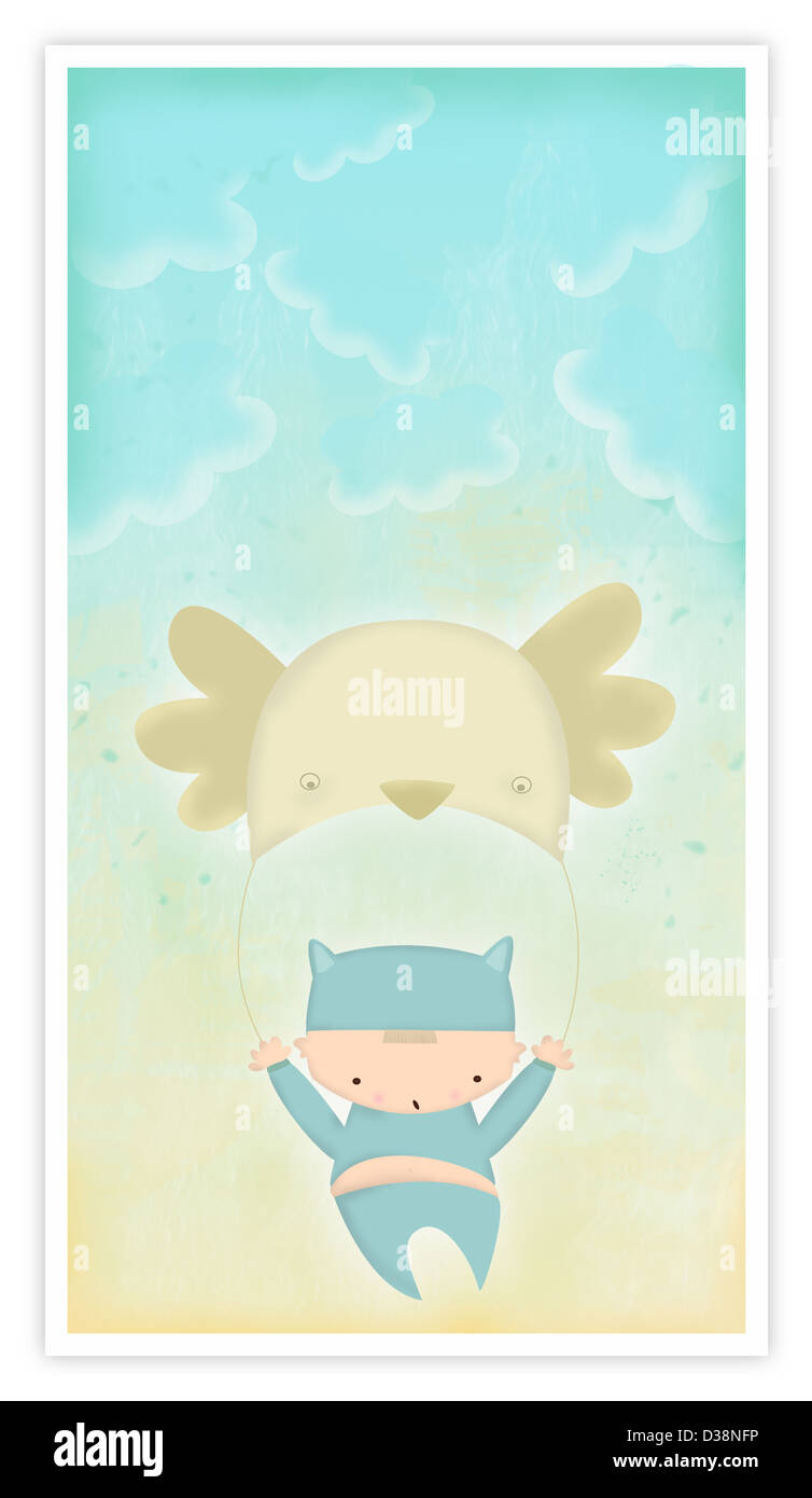 Niedrigen Winkel Blick auf eine junge paragliding Stockfoto