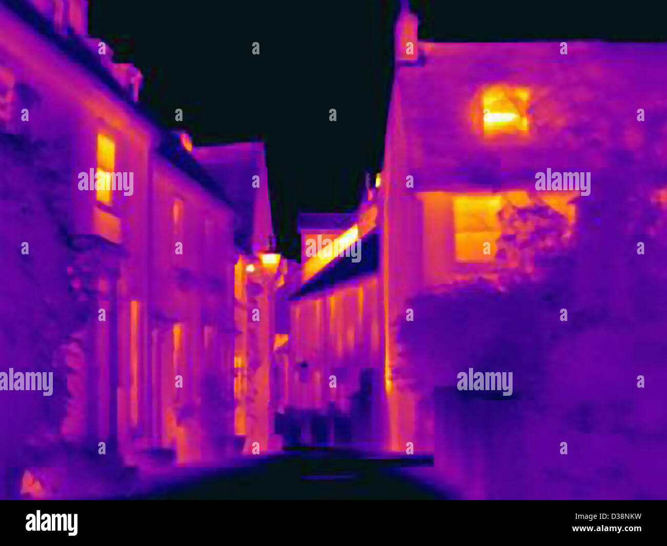 Wärmebild der Häuser auf Stadtstraße Stockfotografie Alamy