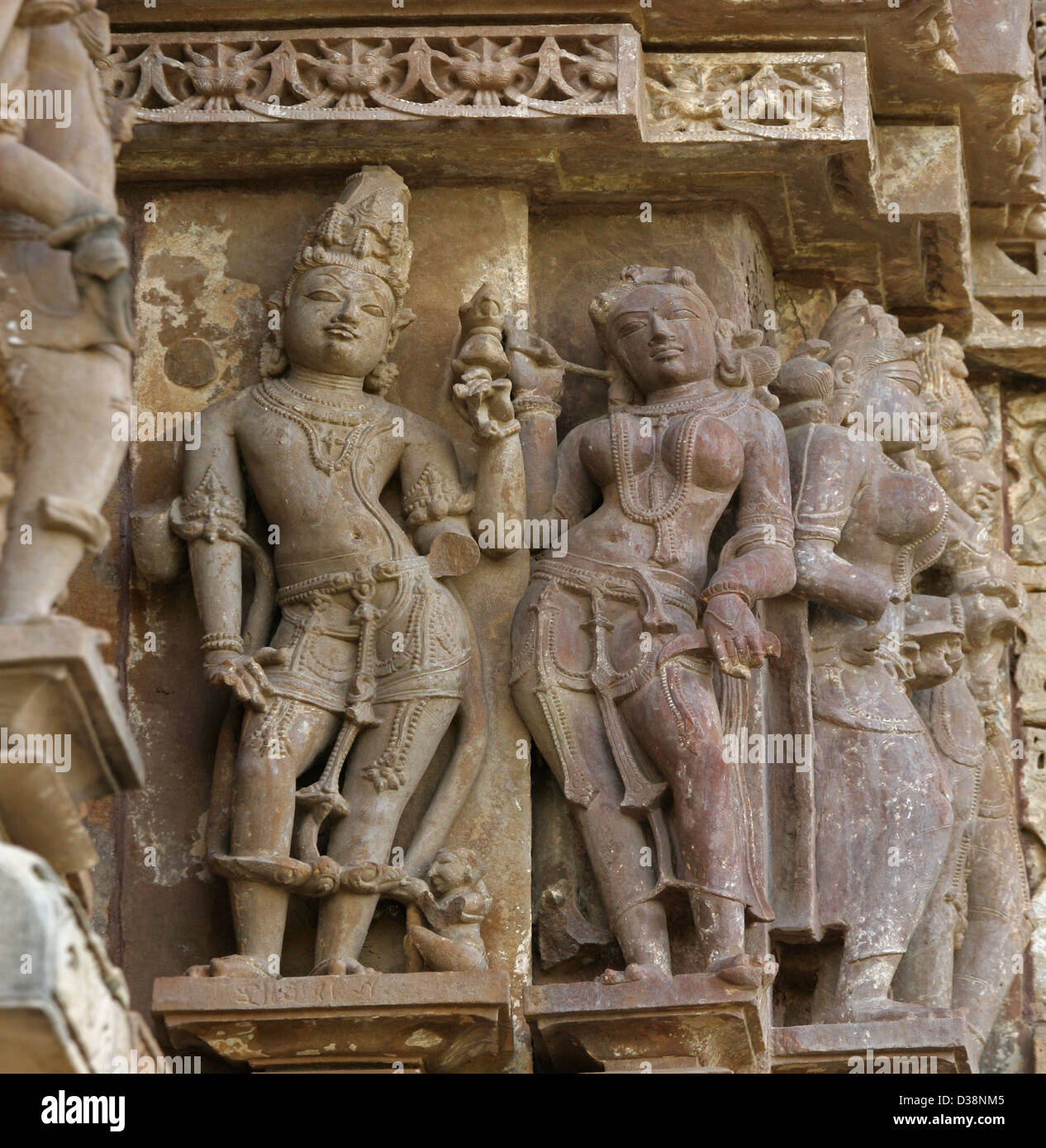 Reisen Indien Khajuraho Tempel Kama Sutra Tourismus Statuen Stockfoto