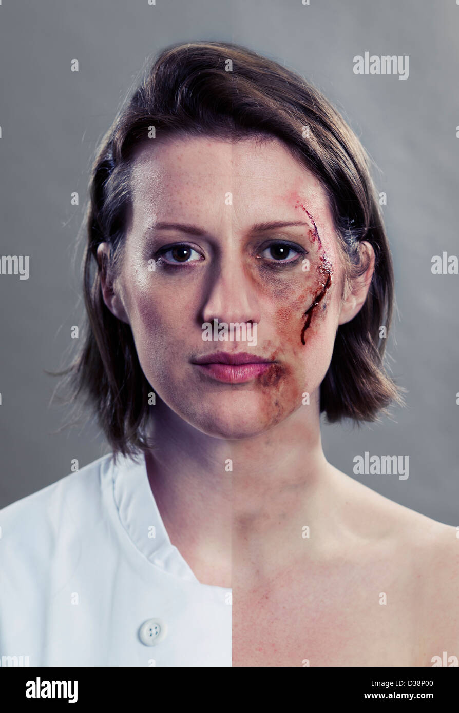 Darstellung der Frau Mitte geteilt Stockfoto