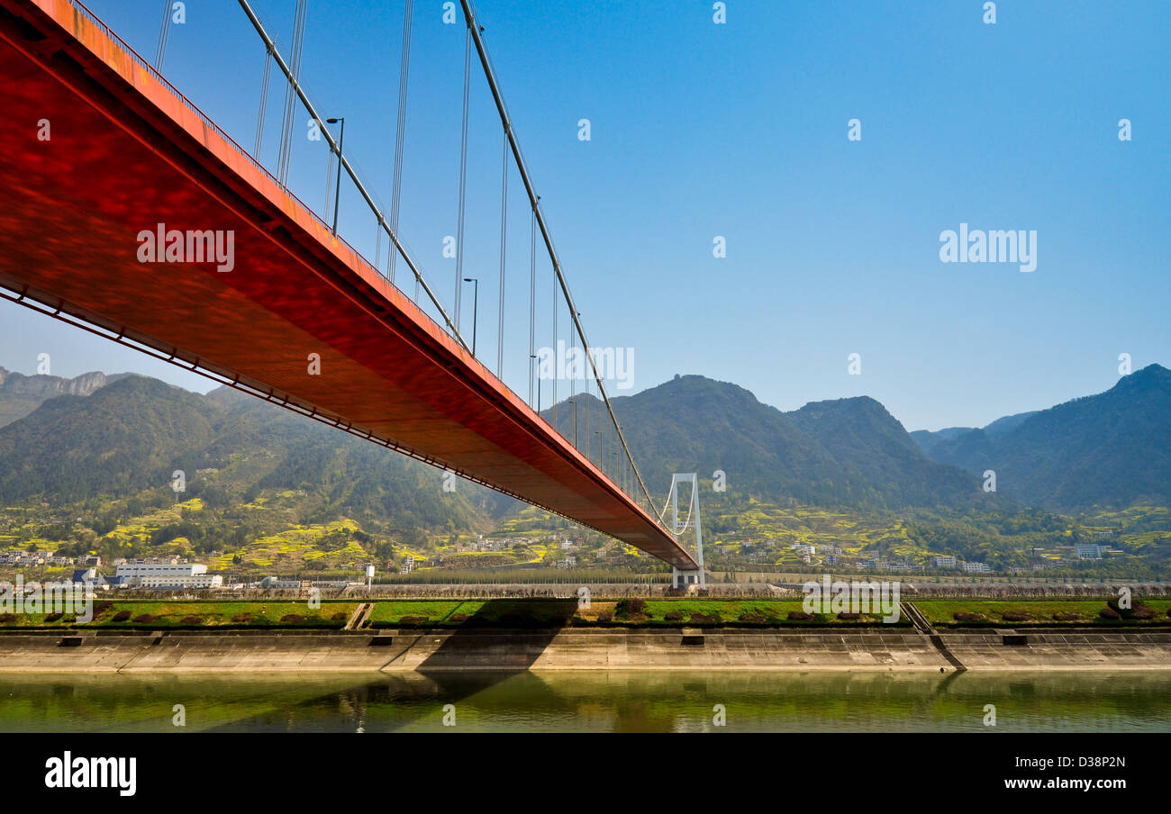 Brücke über den Jangtse-Fluss, drei-Schluchten-Staudamm - Sandouping, Yichang, China Stockfoto